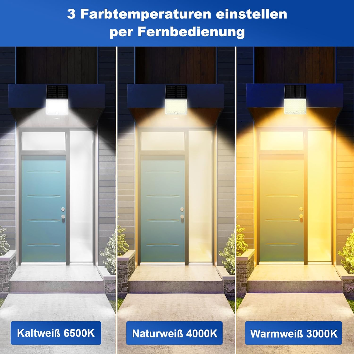 Realky Solar-Aussenlampe mit Bewegungsmelder, IP65, Fernbedienung, 5m Kabel