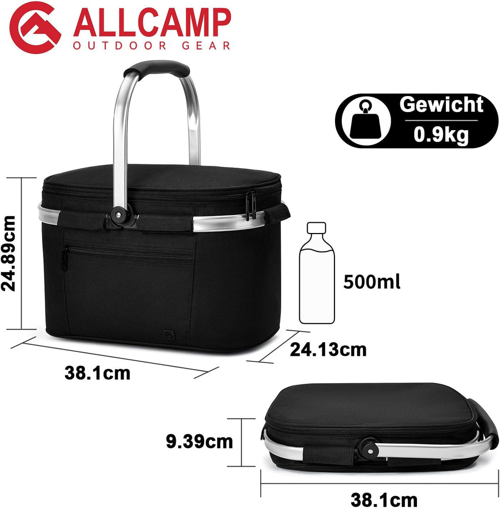 ALLCAMP Kuehlkorb faltbar mit Deckel und Aluminiumrahmen L-XL Thermotasche
