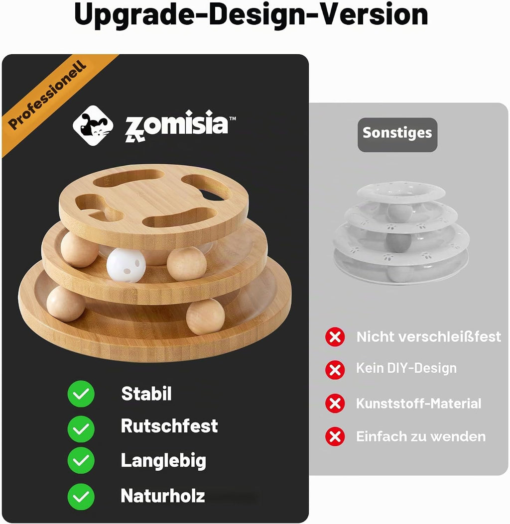 Holz Katzenspielzeug Puzzle mit Kugelbahn interaktives Intelligenzspiel