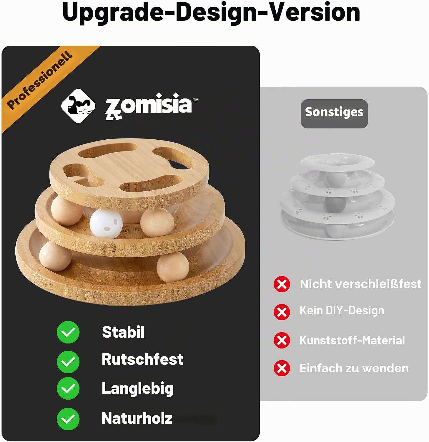Holz Katzenspielzeug Puzzle mit Kugelbahn interaktives Intelligenzspiel