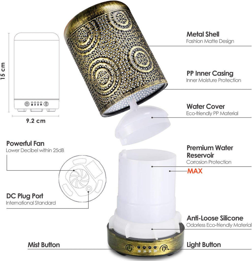 SALKING Aroma Diffuser Metall Duftdiffusor LED Gold