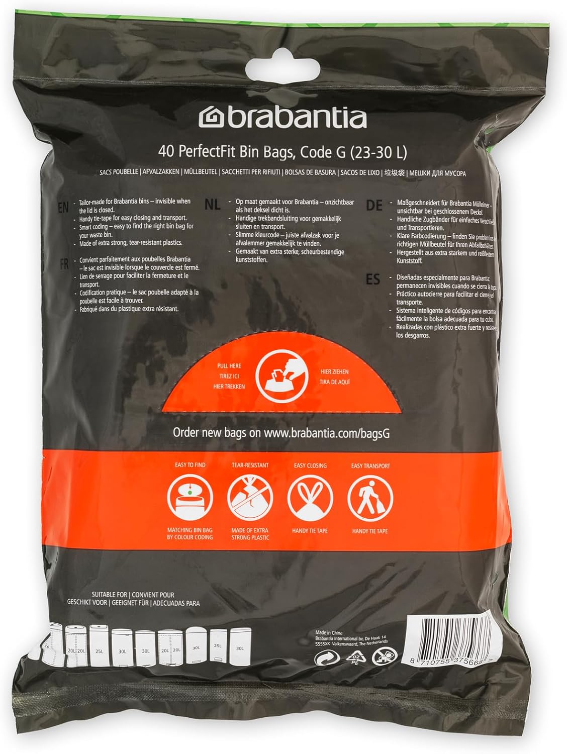 Brabantia Muellbeutel 23-30 L 40 Stueck Abfallbeutel passend fuer Muelleimer