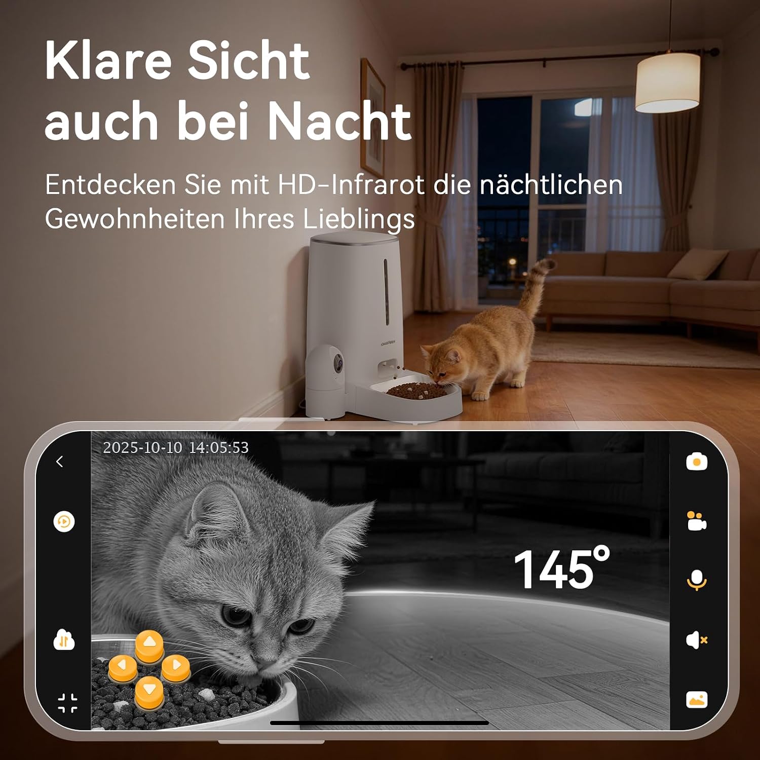 Futterautomat fuer Katze und Hund 4L mit 1080P Kamera Nachtsicht und WLAN