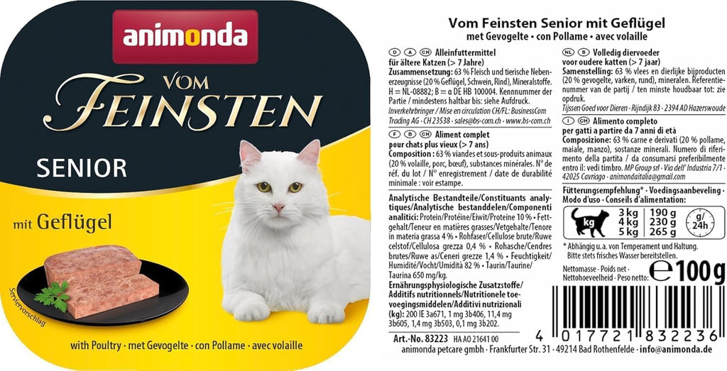 Animonda Vom Feinsten Senior Gefluegel Katzenfutter nass 32x100g, verschiedene So