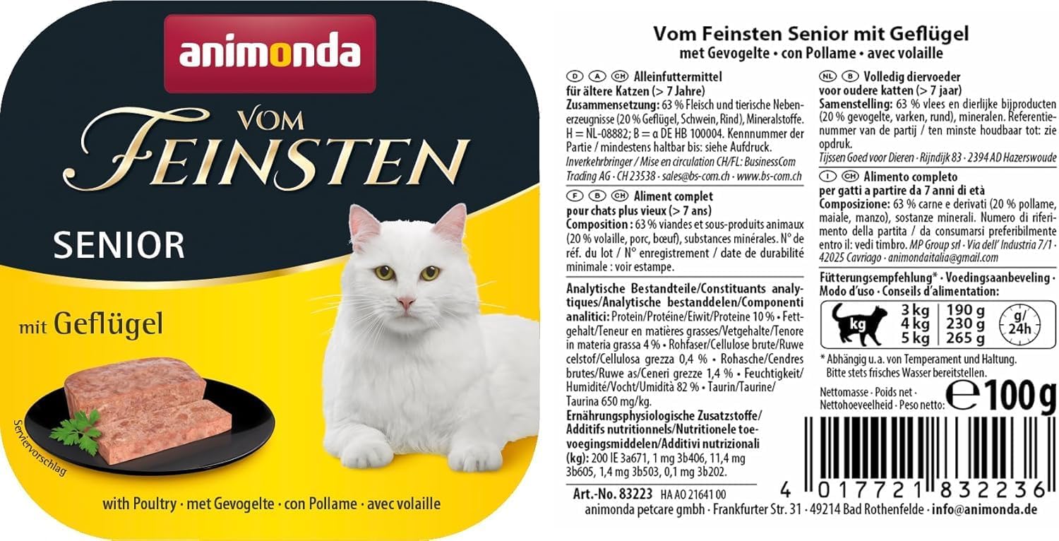 Animonda Vom Feinsten Senior Gefluegel Katzenfutter nass 32x100g, verschiedene So