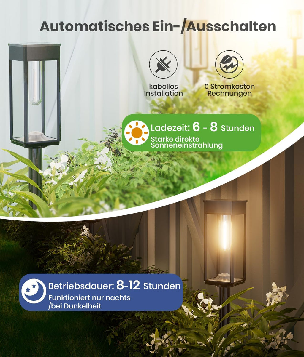 BITPOTT Solarleuchten Garten 6er Set IP65 wasserdicht warmweiss lange Laufzeit