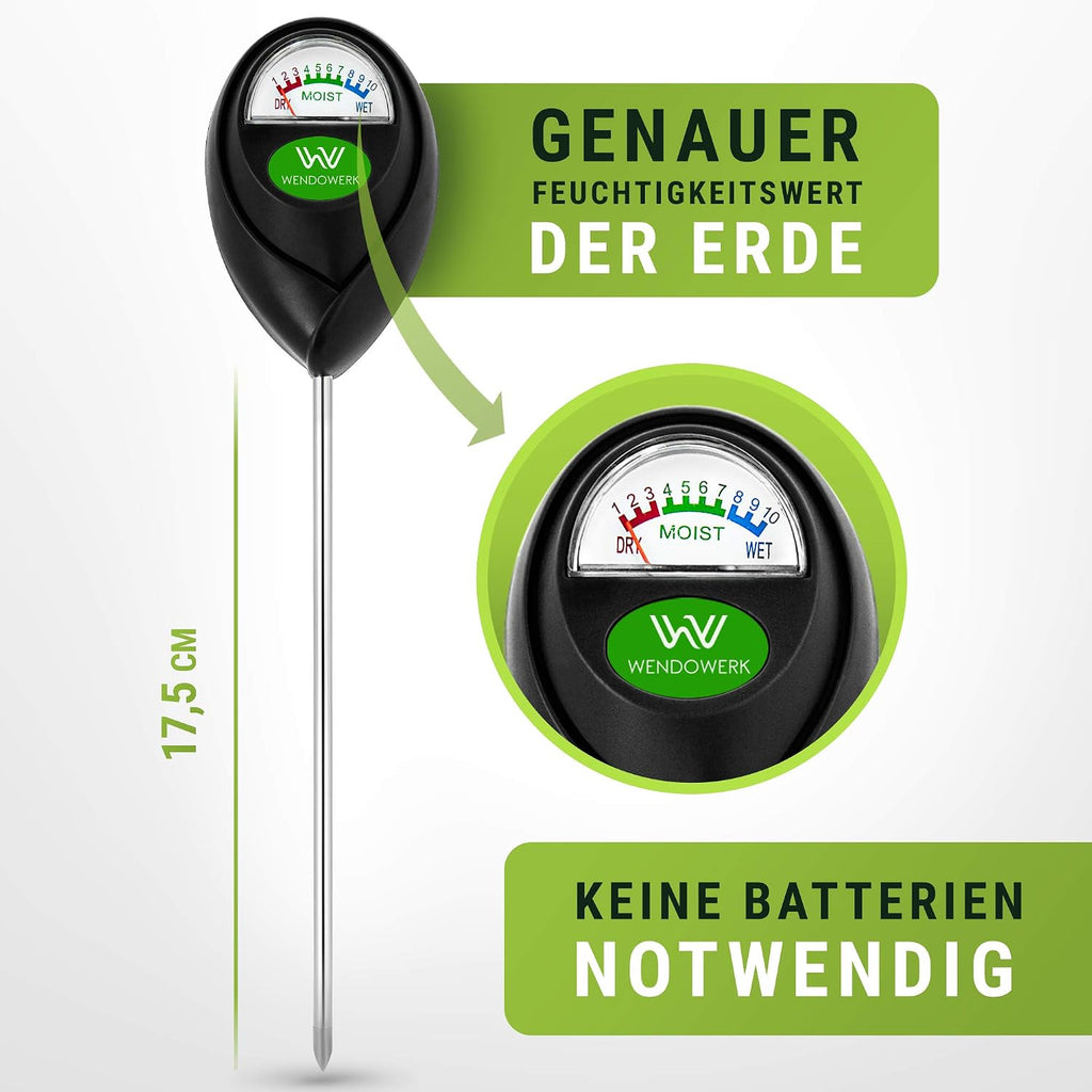 Wendowerk Bodenfeuchtemesser Pflanze gruen/schwarz ohne Batterie Analoger Tester