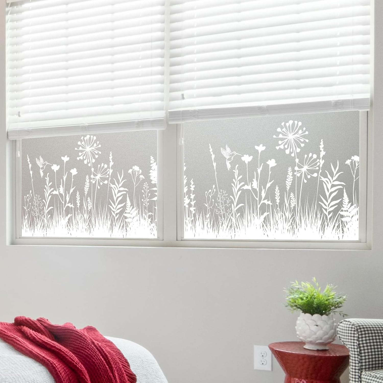 dktie Sichtschutzfolie Fenster Milchglasfolie botanisches Muster 90x200 cm