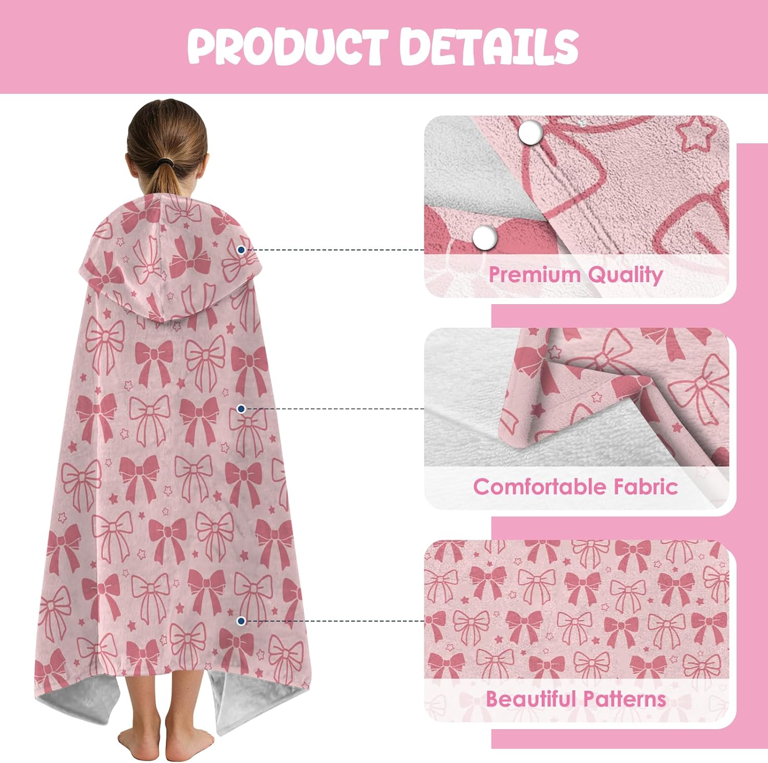 Eiscreme Kapuzenponcho Handtuch 130x100 cm Kinder Jungen Maedchen Strand Schwimmb