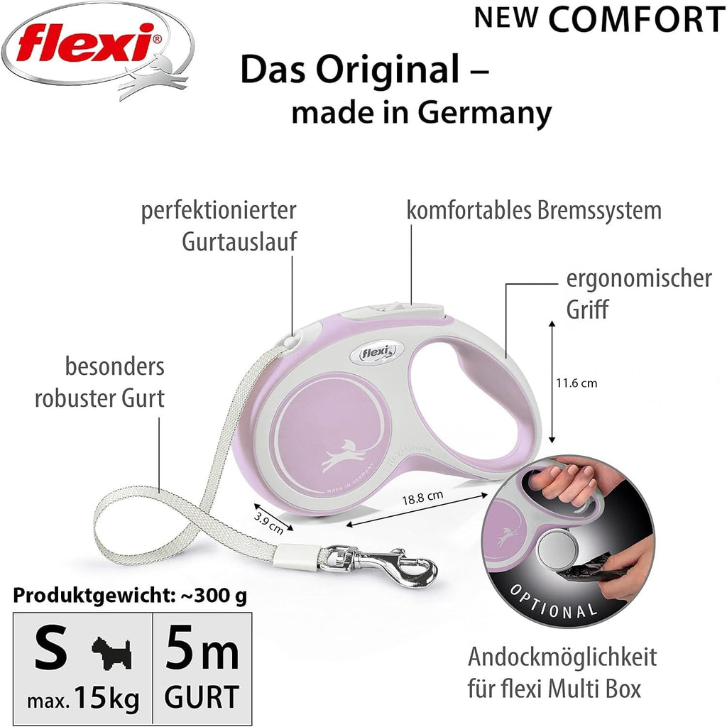 flexi Comfort L Gurt-Plus 8 m Rollleine Schwarz fuer Hunde bis
