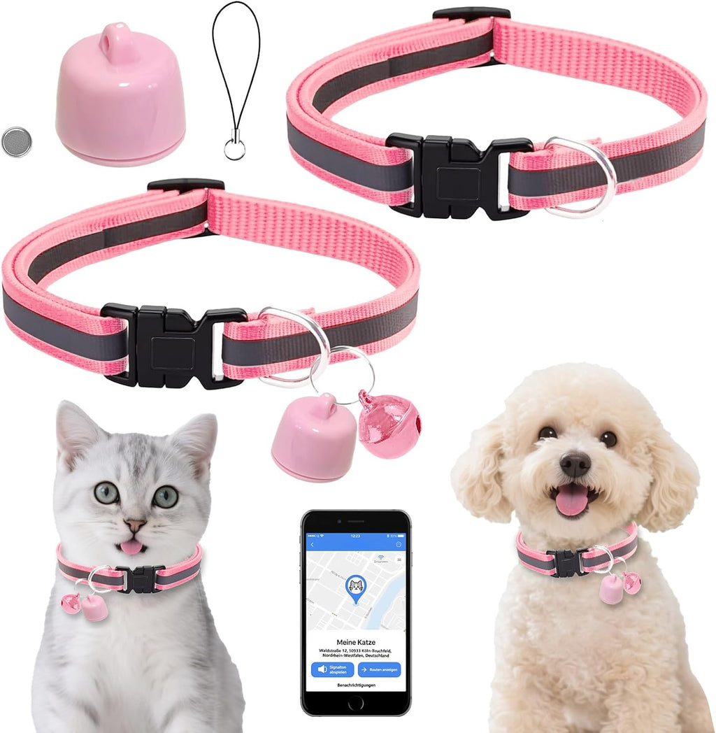GPS Tracker fuer Katze und Hund Mini Halsband Tracker ohne Abo mit weltweiter Ortung