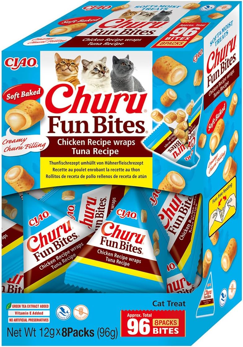 INABA Churu Fun Bites Katzenleckerlis 96 g Huhn & Thunfisch 35% Protein