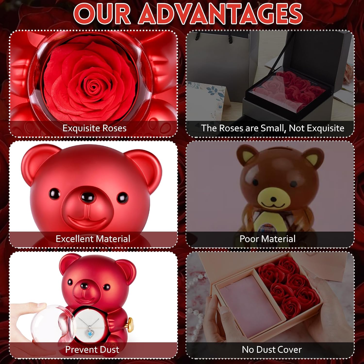 Ewige Rose Baer Geschenkbox mit Halskette Valentinstag Geburtstag Frauen