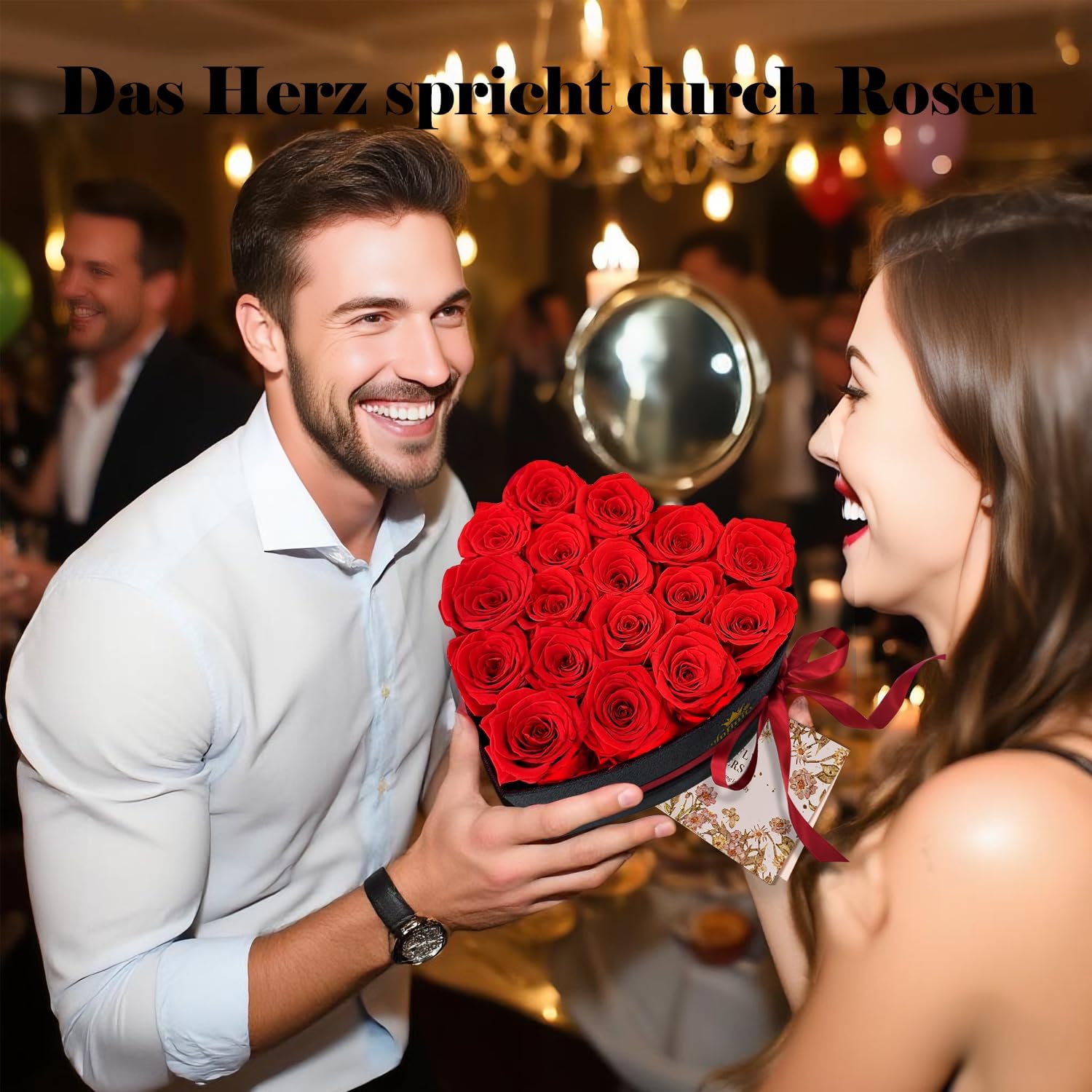 Ewige Rosen Herzbox mit roten Infinity Rosen Geschenk zu Valentinstag Hochzeit