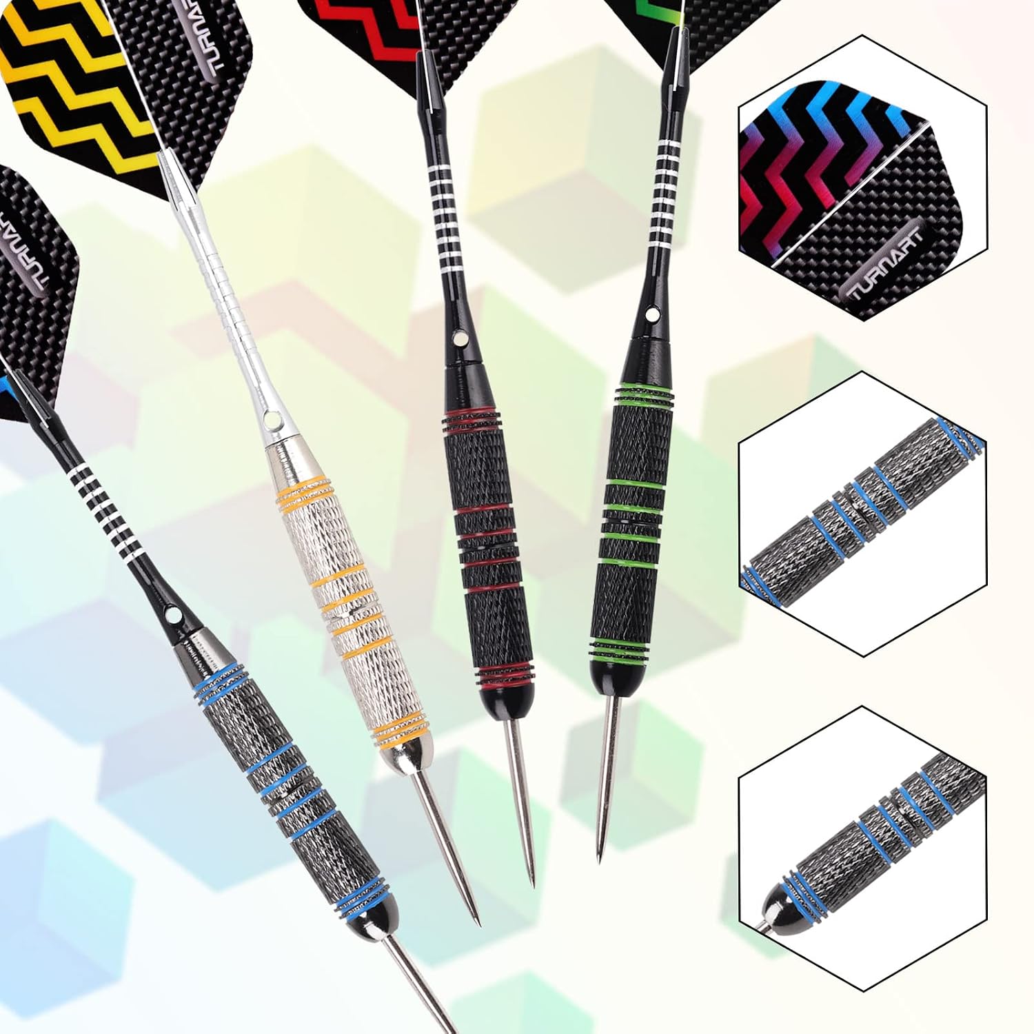 Turnart Steeldarts 12er Set Profi Dartpfeile Metallspitze