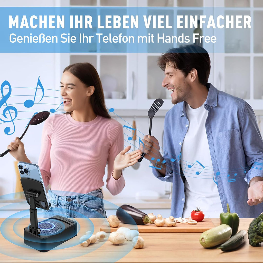 ZOOI Bluetooth Lautsprecher mit Handystaender Geschenk fuer Maenner