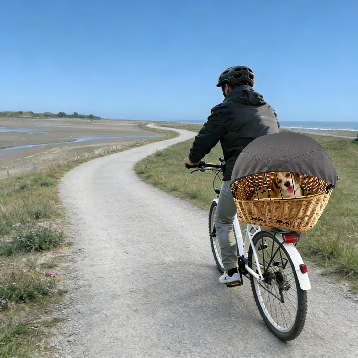 Sonnensegel fuer Fahrradkorb Hunde verstellbar wind- und staubgeschuetzt atmungsak