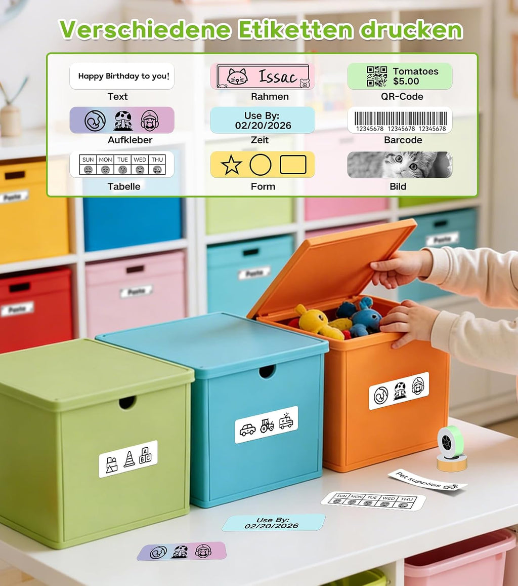 ORGBRO X1 Etikettendrucker Bluetooth Thermodrucker tragbar fuer iOS Android