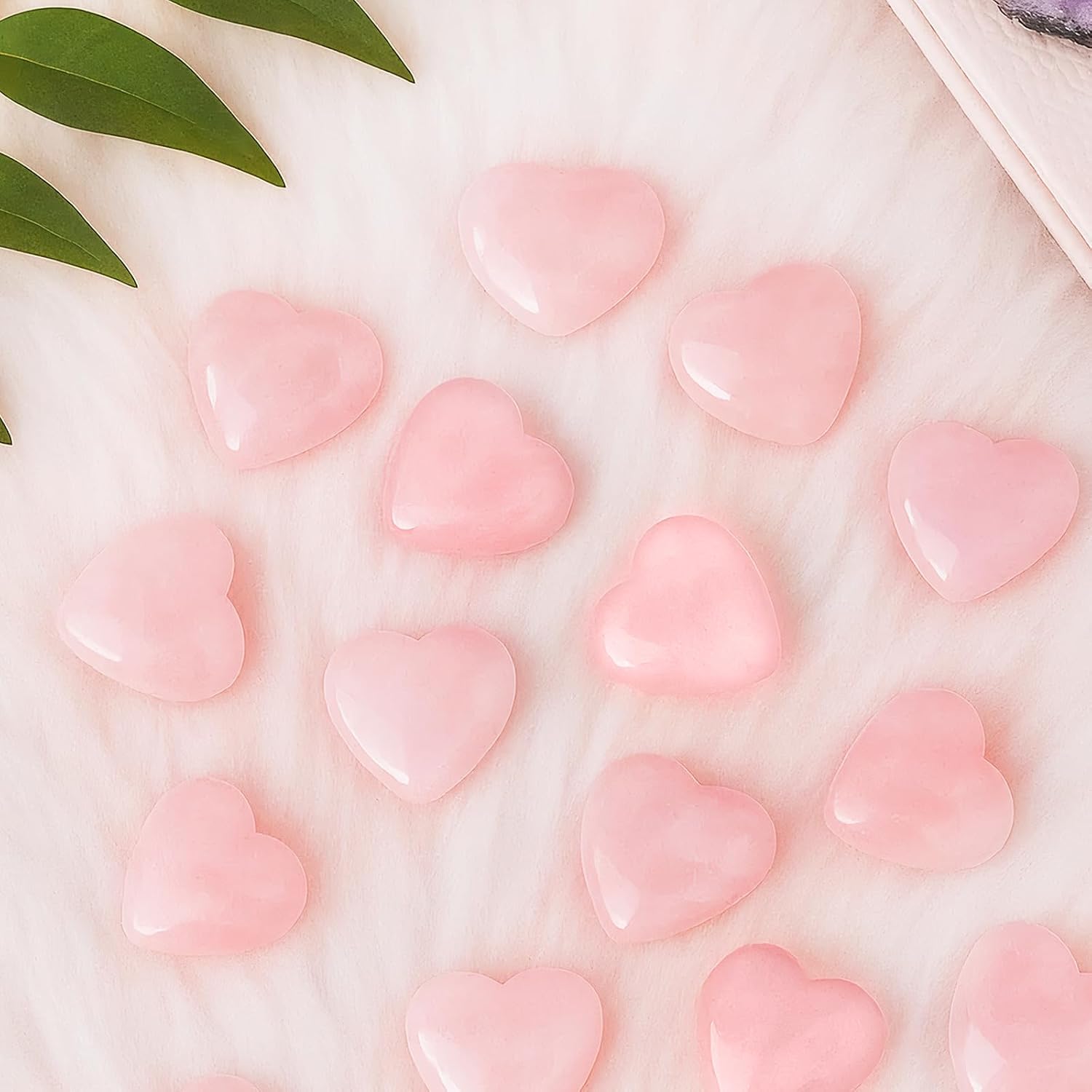15× Rosenquarz Herzstein Kristalle Edelsteine Geschenk Liebe Heilung