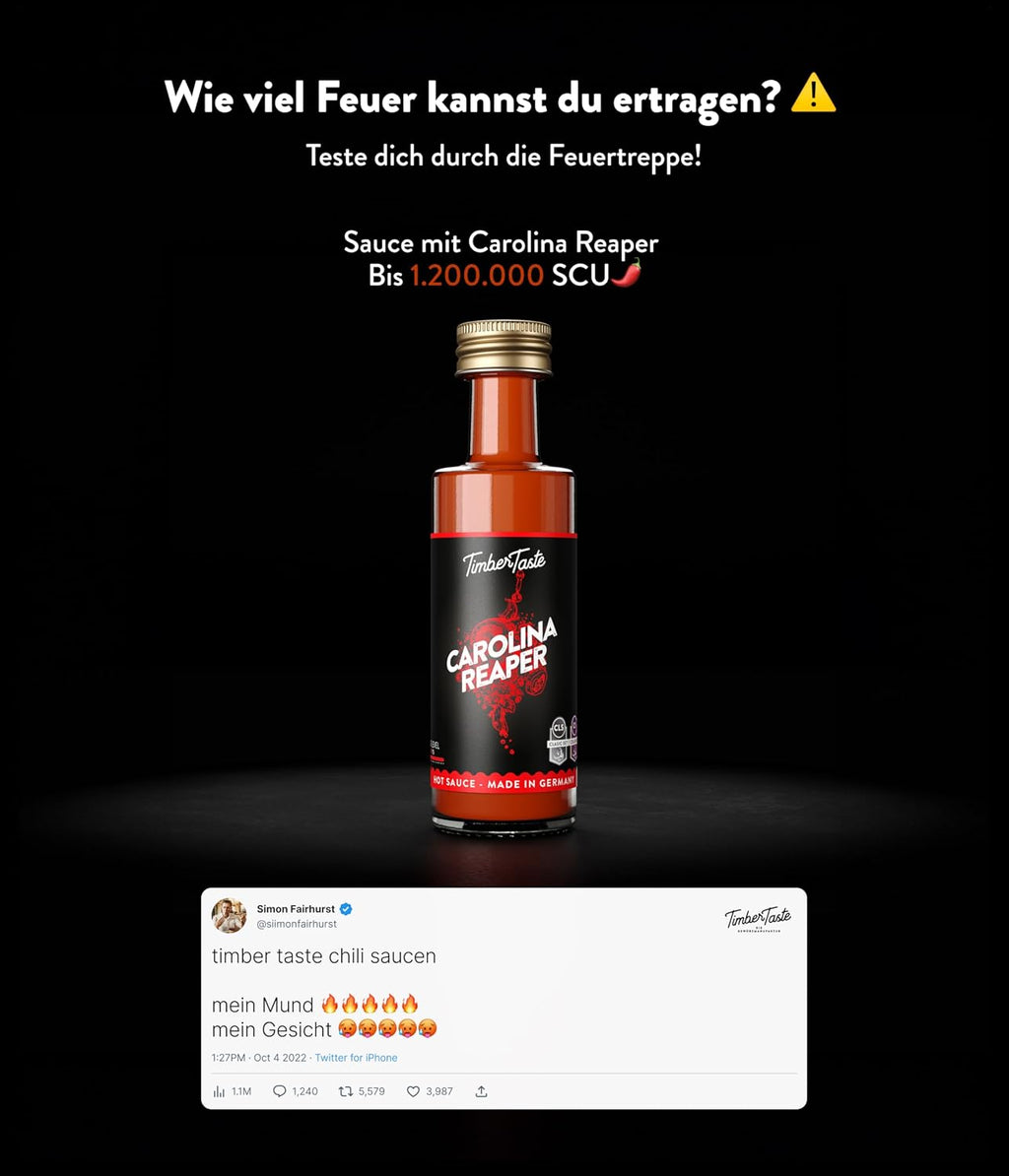 TIMBER TASTE Chili Sauce Geschenkset 5× scharfe Sossen