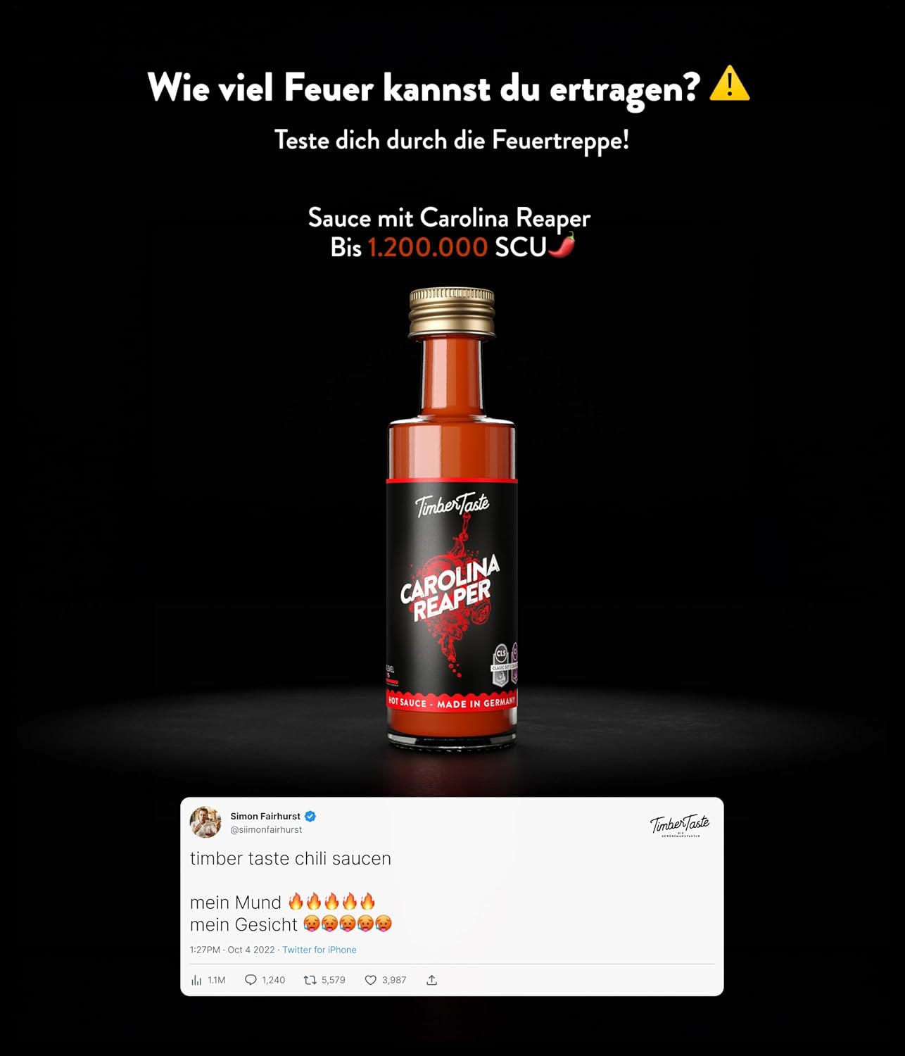 TIMBER TASTE Chili Sauce Geschenkset 5× scharfe Sossen