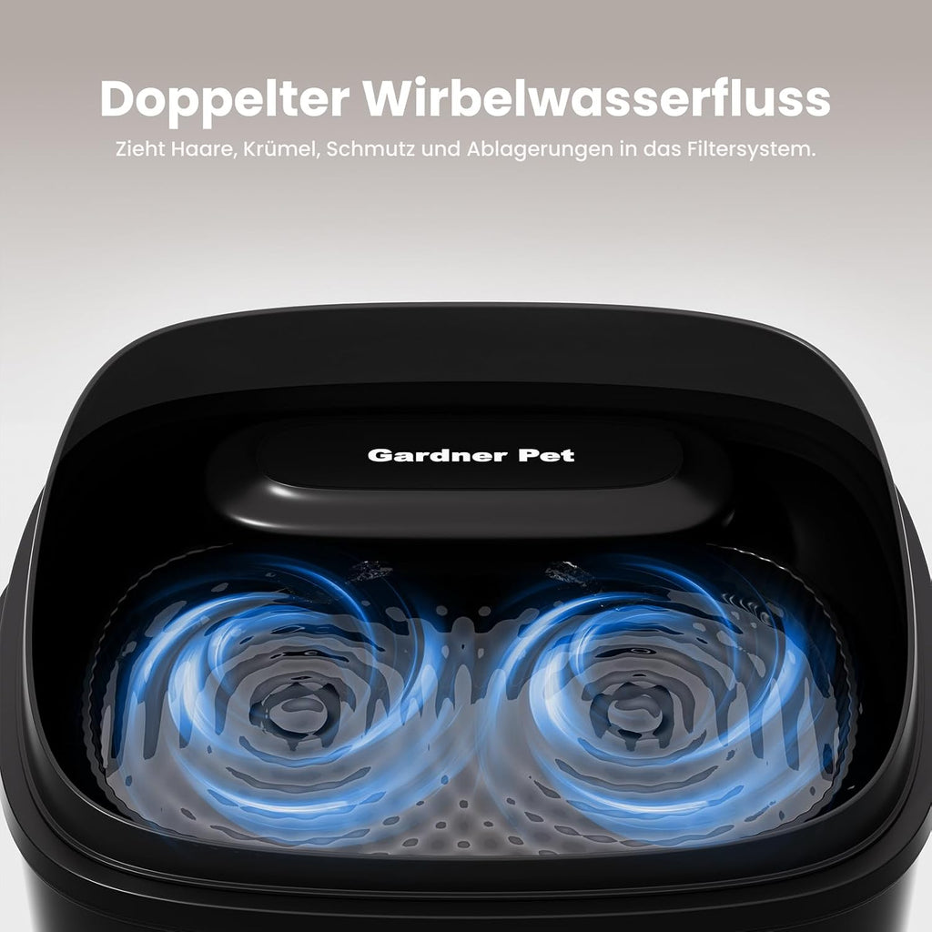 Gardner Pet Trinkbrunnen Vortex Filter transparenter Tank leise