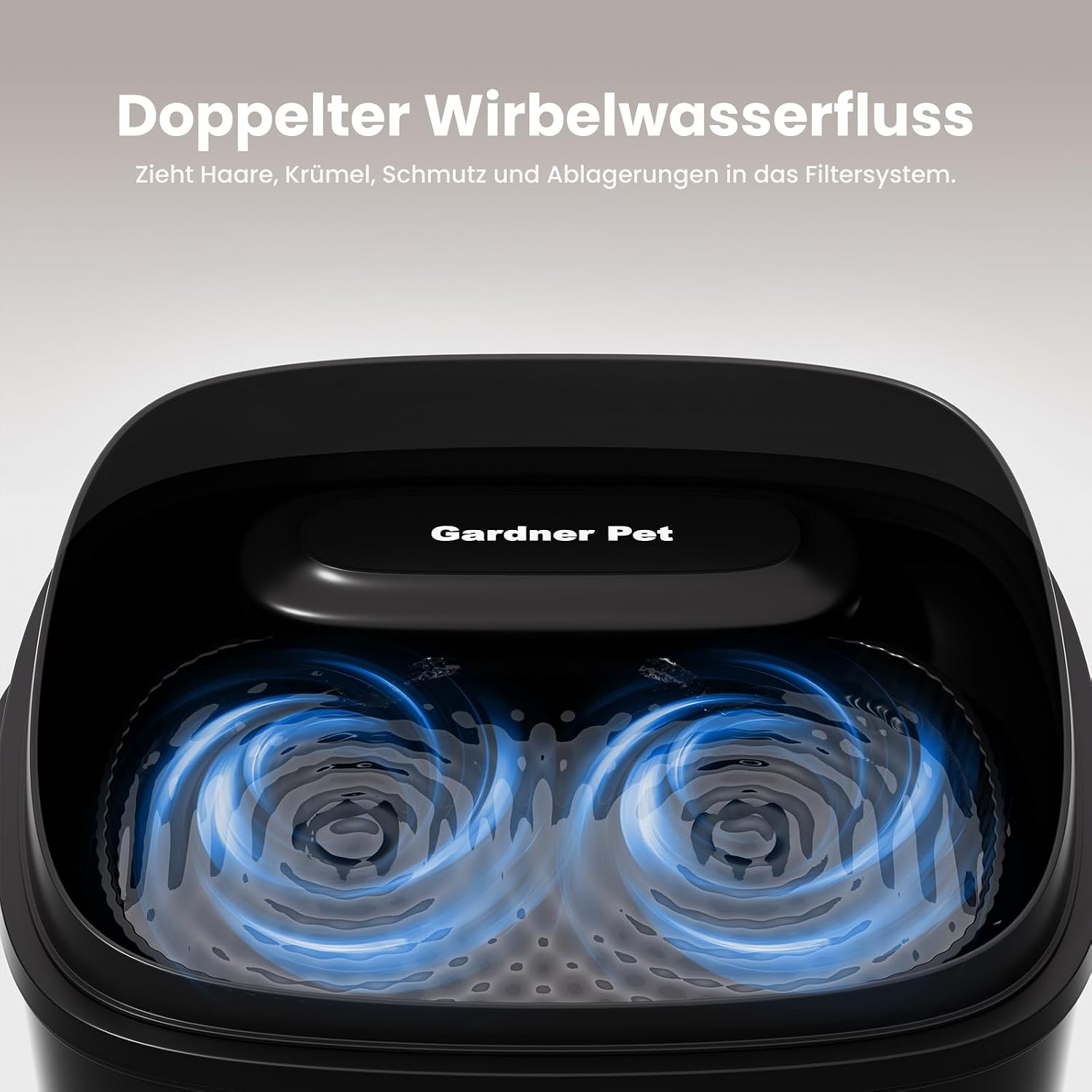 Gardner Pet Trinkbrunnen Vortex Filter transparenter Tank leise