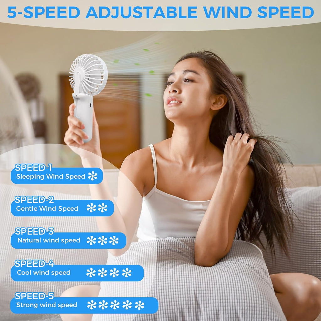 CNMTCCO tragbarer Mini USB Handventilator faltbar 5 Stufen leise schwarz