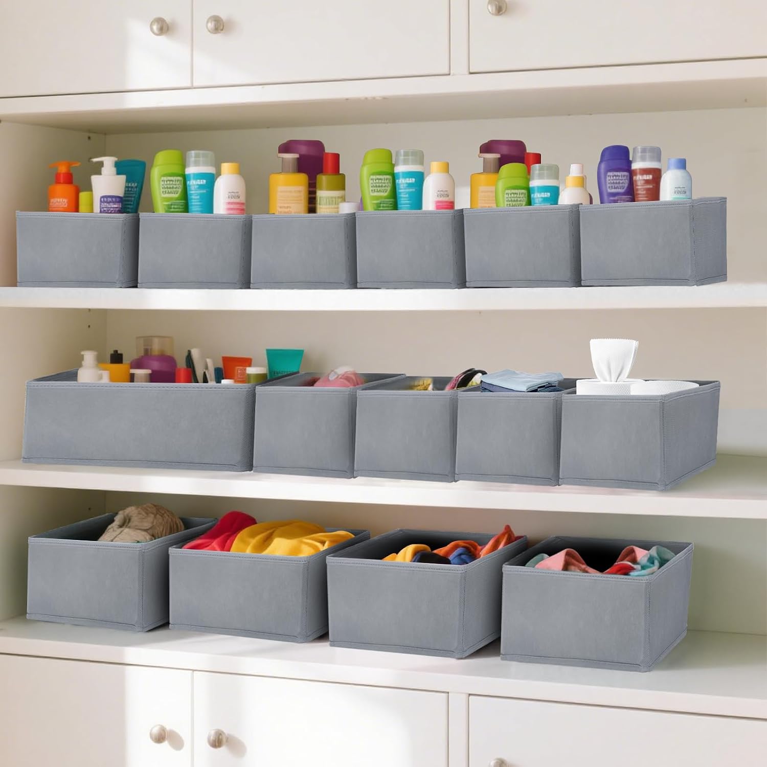 12er Set faltbare Schubladen Organizer Aufbewahrungsboxen fuer Kleiderschrank