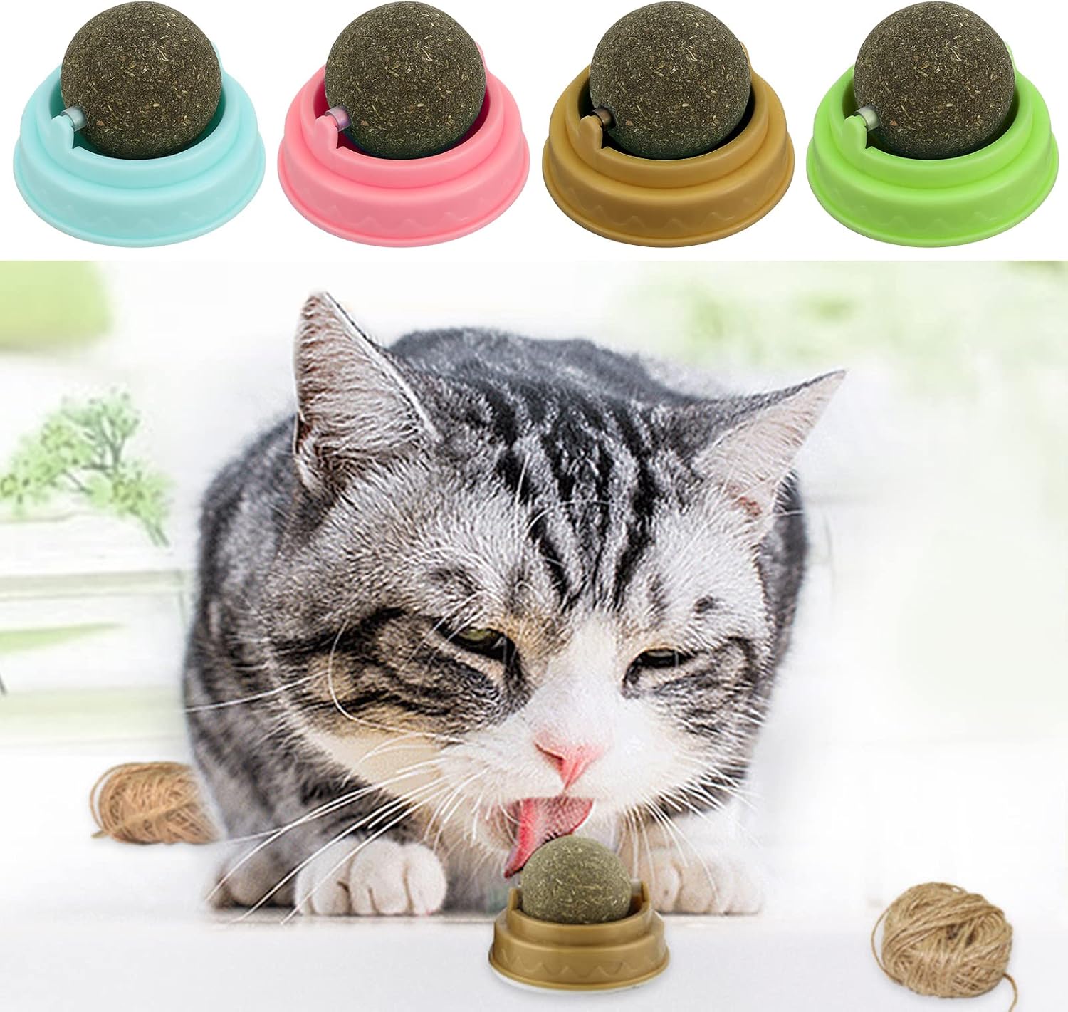 4er Set Katzenminze Spielbälle drehbar | Catnip Balls für Katzen