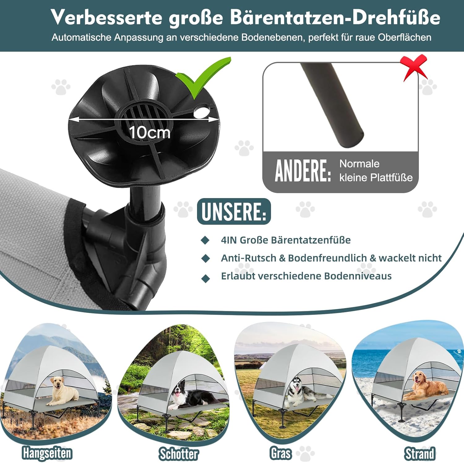 Snagle Paw Hundeliege mit Dach erhoehtes Design wasserdicht fuer grosse Hunde