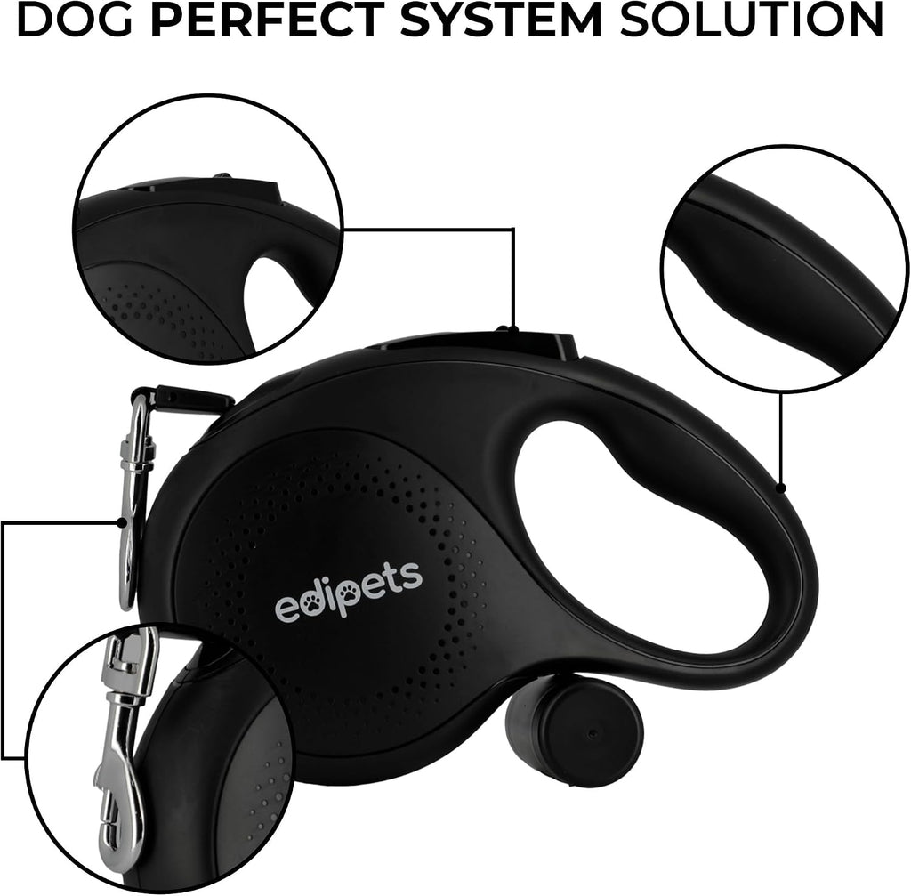 Edipets Hundeleine 5 m ausziehbar Rueckziehbar Training Spaziergang Schwarz