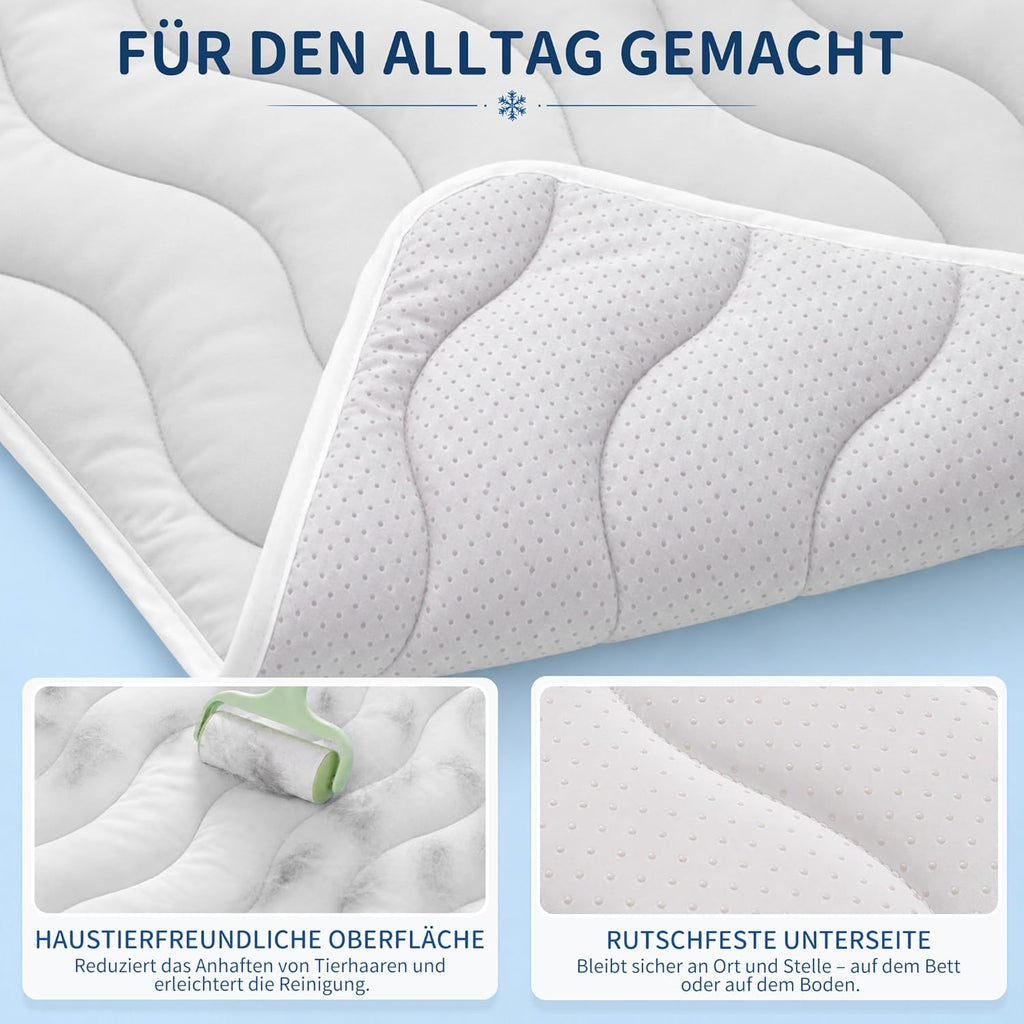 Angelpet Kuehlmatte 120x90 cm fuer Hunde Katzen, gel-frei, rutschfest, blau