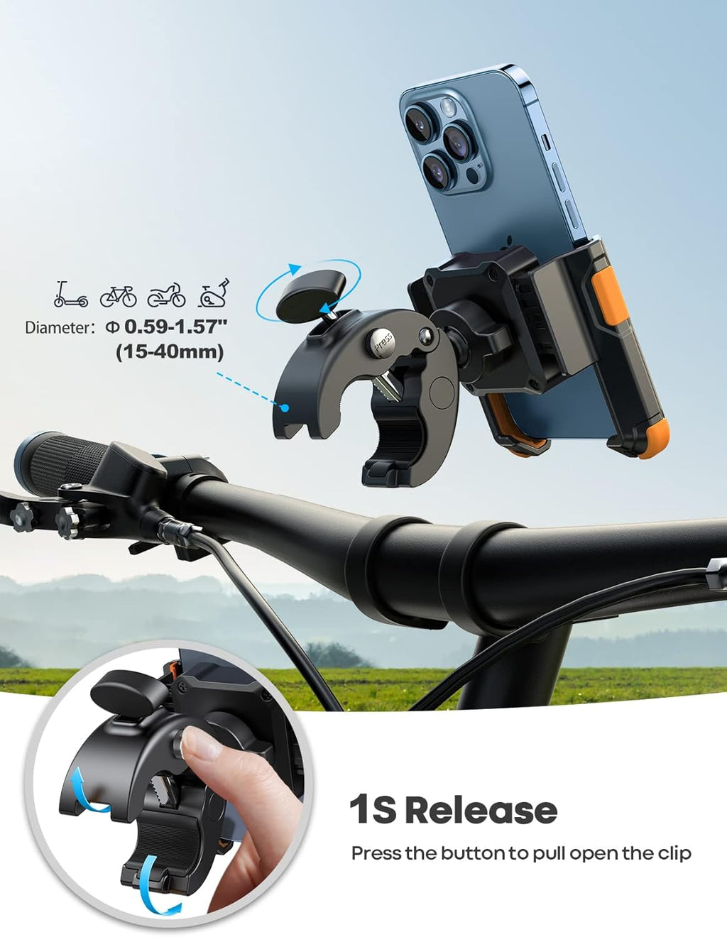 Fahrrad Handyhalterung Lenker 360° Schnellverschluss verstellbar