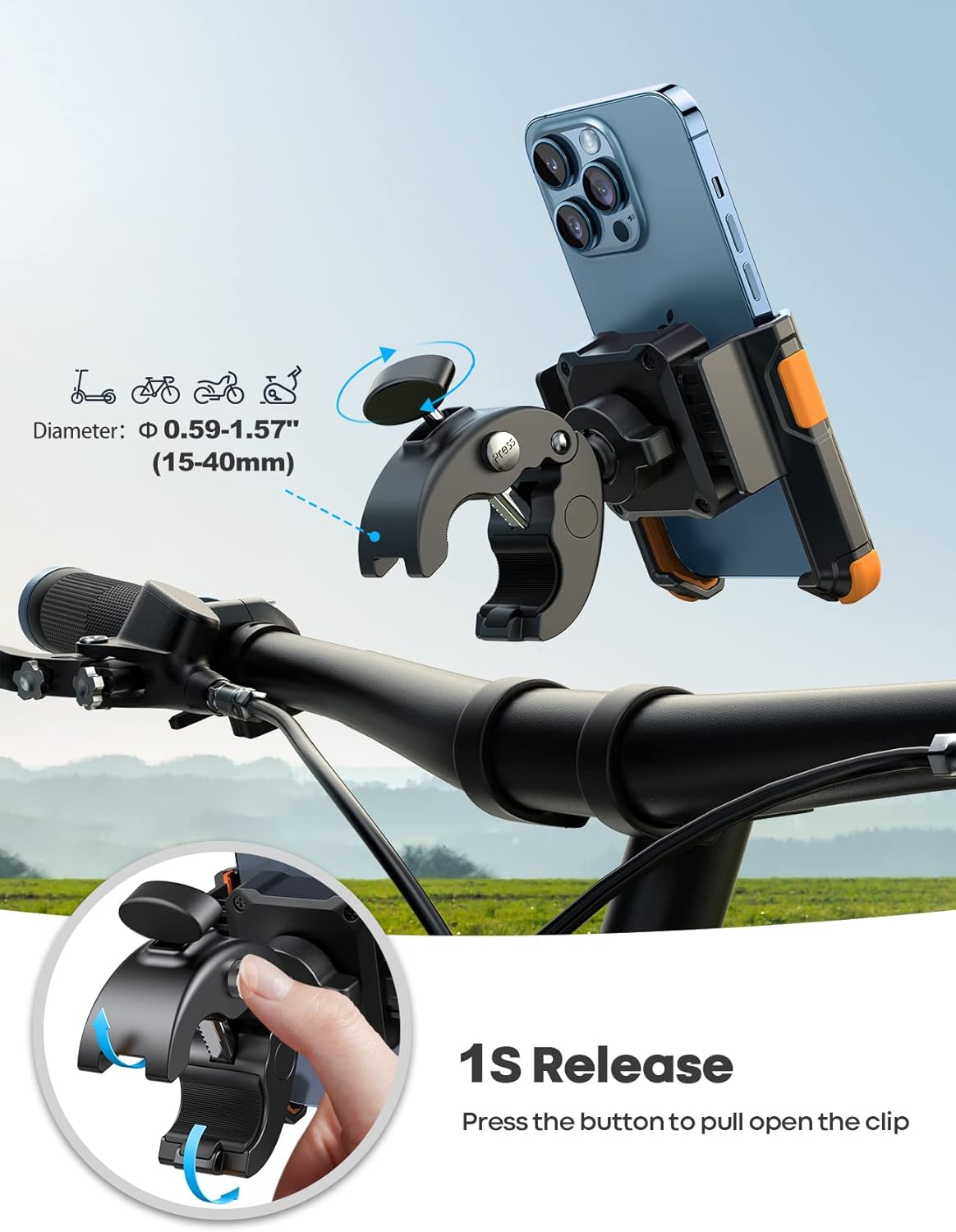 Fahrrad Handyhalterung Lenker 360° Schnellverschluss verstellbar