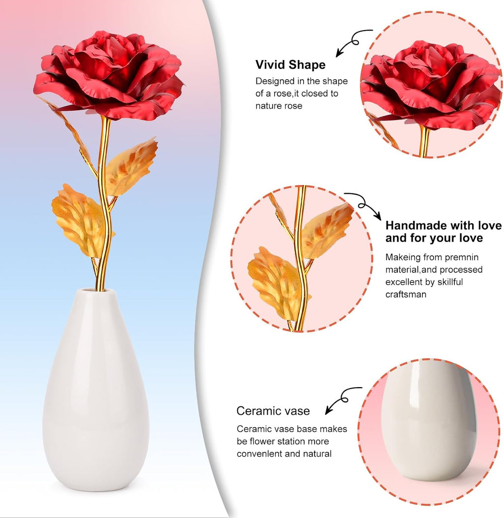 Galaxy Rose mit Vase Geschenk Set Valentinstag Geburtstag Weihnachten