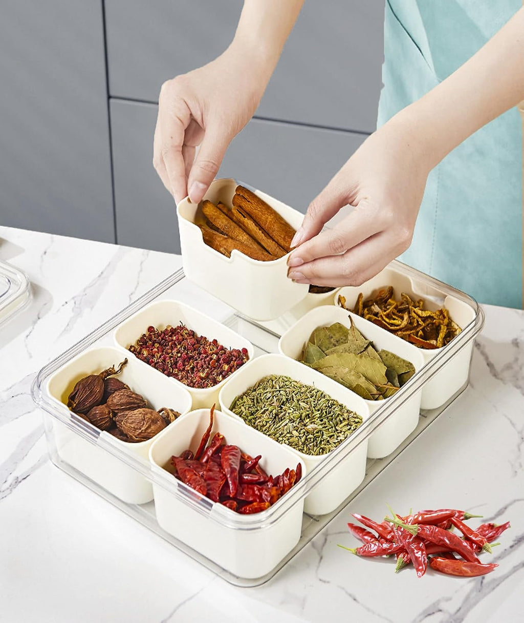 Snackbox 8 Faecher mit Deckel und Griff Serviertablett Picknick