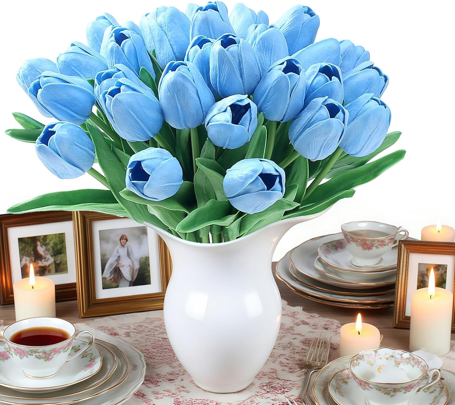 Kuenstliche Tulpen Real Touch Strauss 15 Stueck bunt kunstblumen