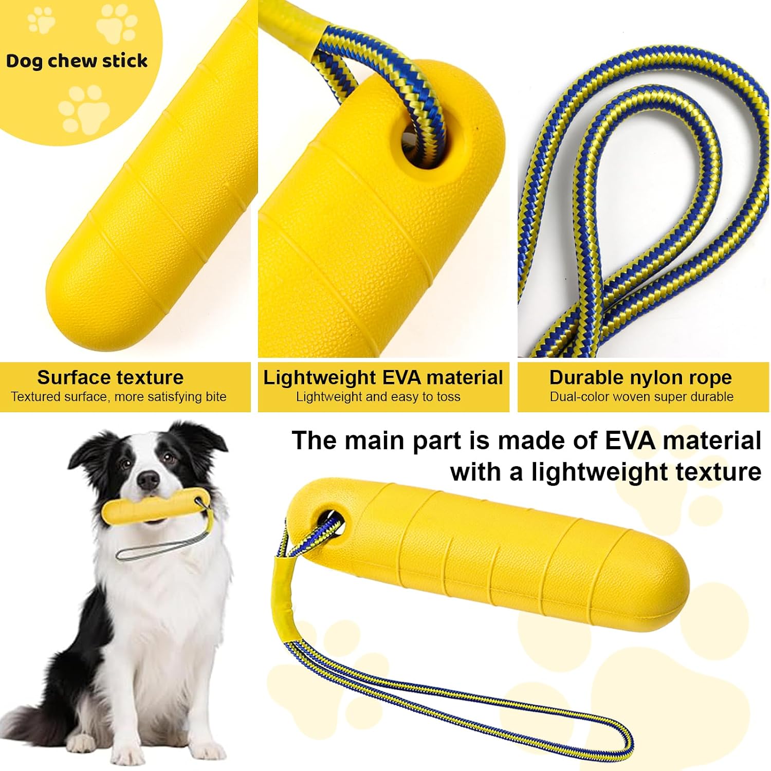 Wasserspielzeug Hund 22 cm mit Nylonseil zum Apportieren fuer mittelgrosse und gro