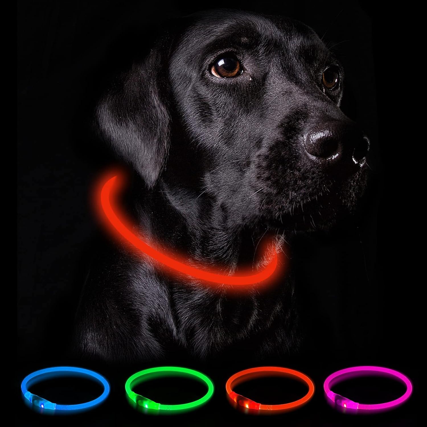 Nepfaivy LED Leuchthalsband Hund USB aufladbar wasserdicht 3 Modi Gruen