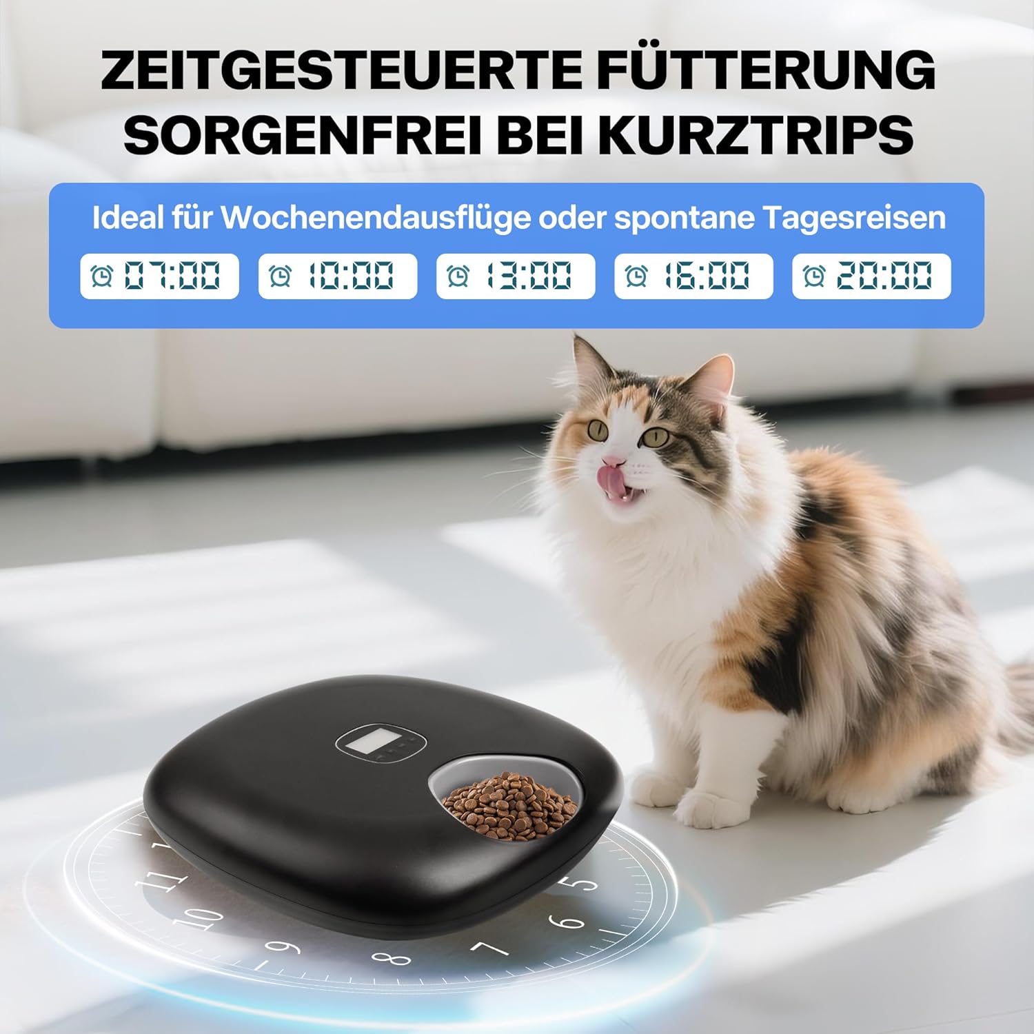 Pet Prime Futterautomat fuer Katzen und Hunde 6 Mahlzeiten 300ml Kuehlfunktion 90
