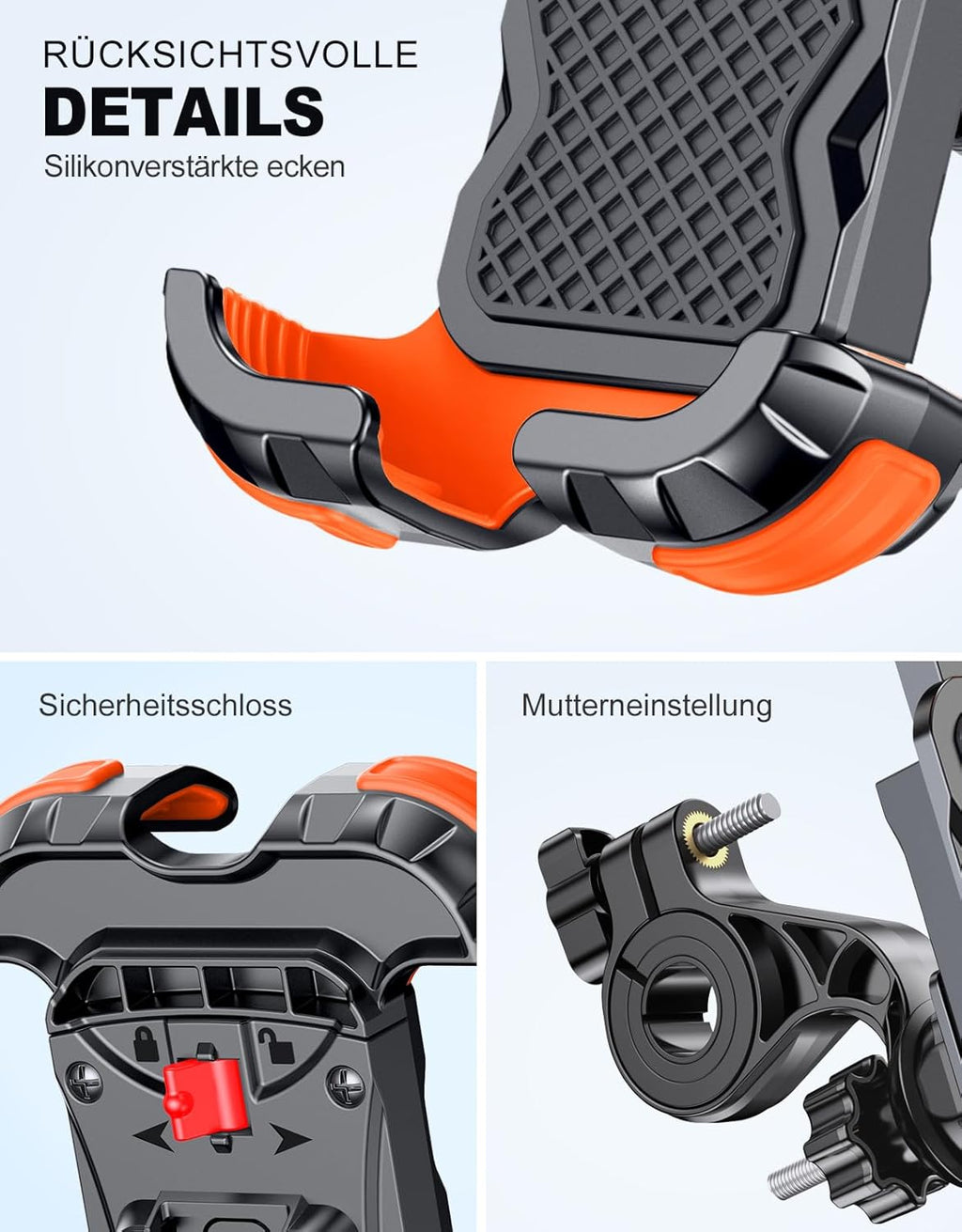 360° Handyhalterung fuer Fahrrad und Motorrad Lenkerhalter Sicherer Halt