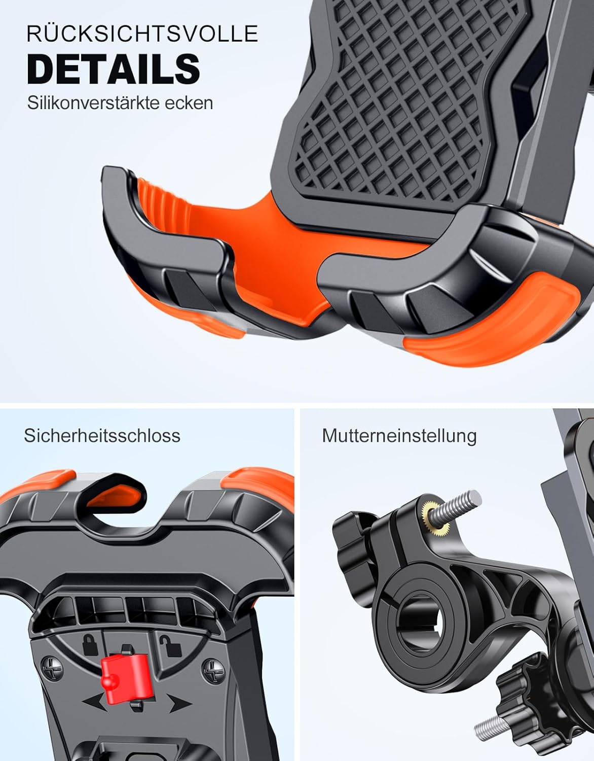 360° Handyhalterung fuer Fahrrad und Motorrad Lenkerhalter Sicherer Halt