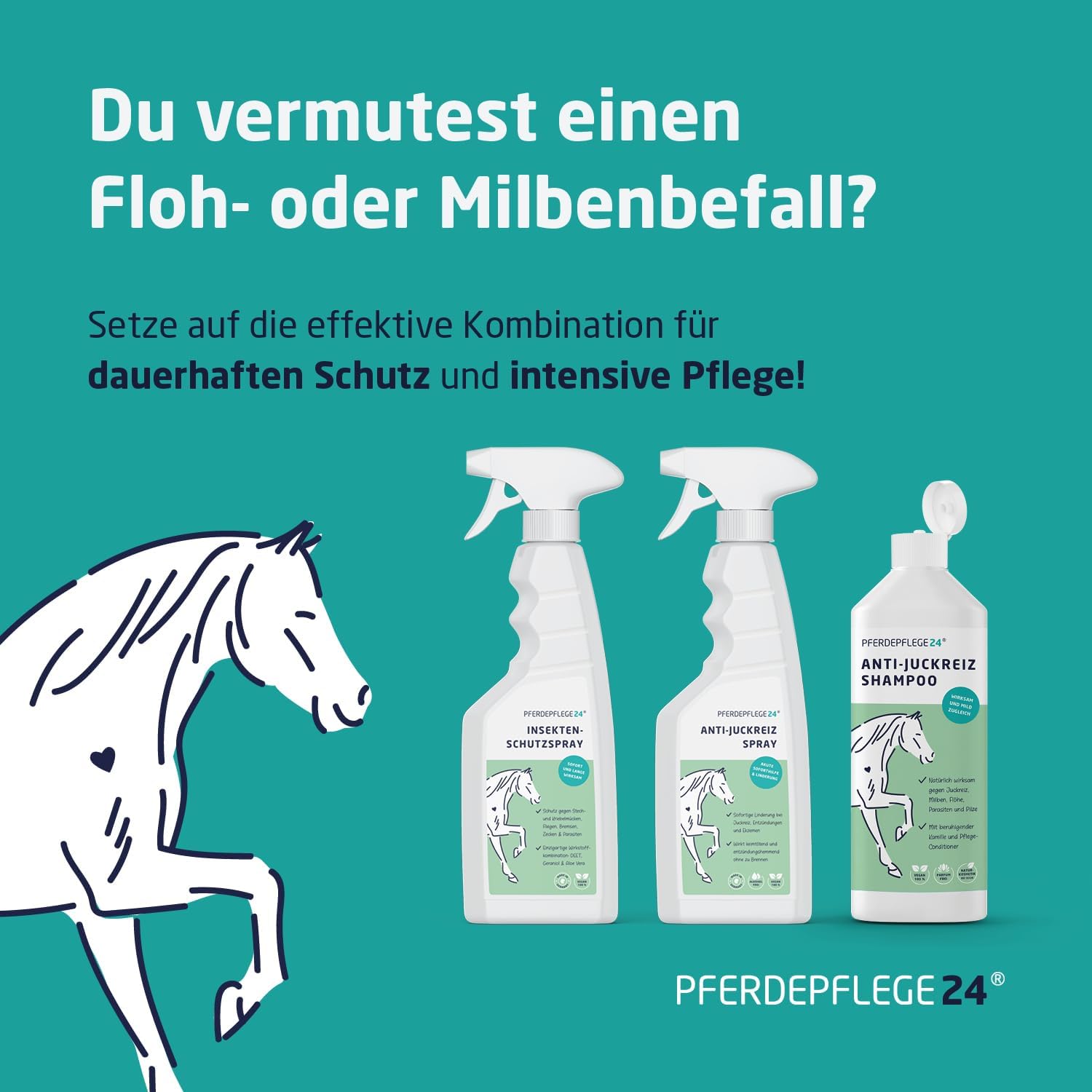 Pferdespray Anti-Juckreiz gegen Milben und Ekzeme Hautpflege 250 ml