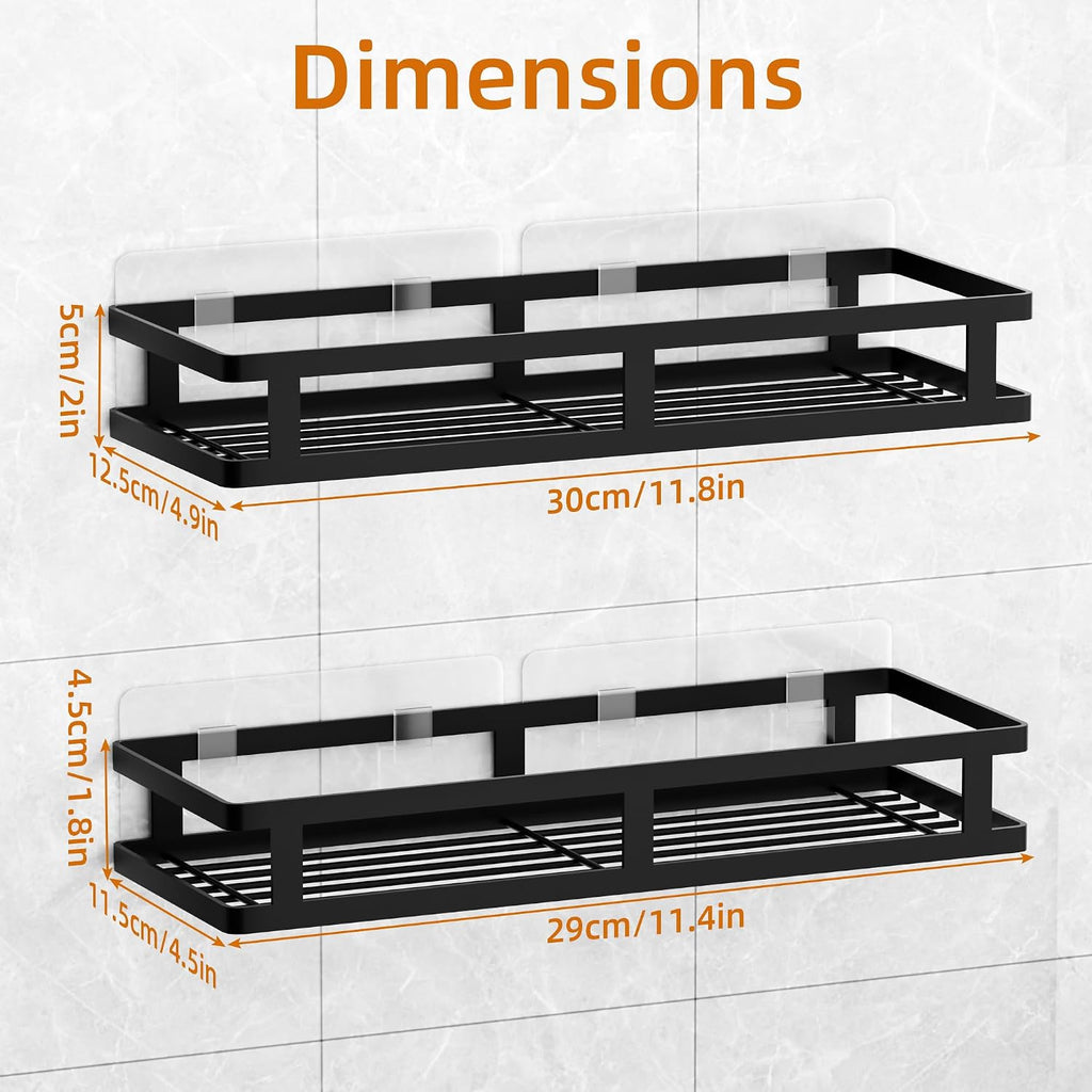 Duschablage Edelstahl Schwarz 2er Set ohne Bohren Badregal 30cm-40cm