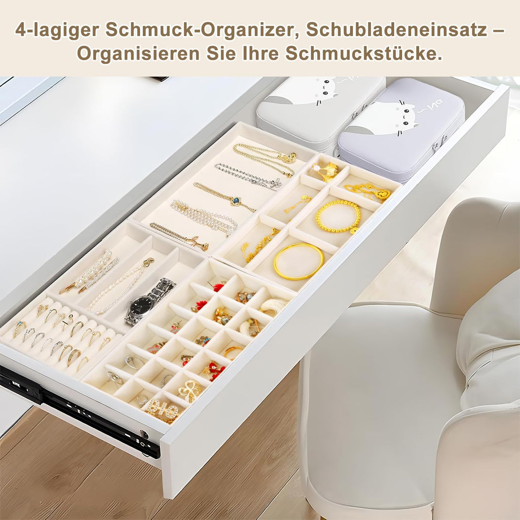 Schmuckorganizer Schublade Schmucktabletts Einsaetze Aufbewahrung fuer Ringe