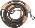 Multifunktions Hundeleine 2,1 m Nylon Beige mit 2 Karabinern fuer 2 Hunde