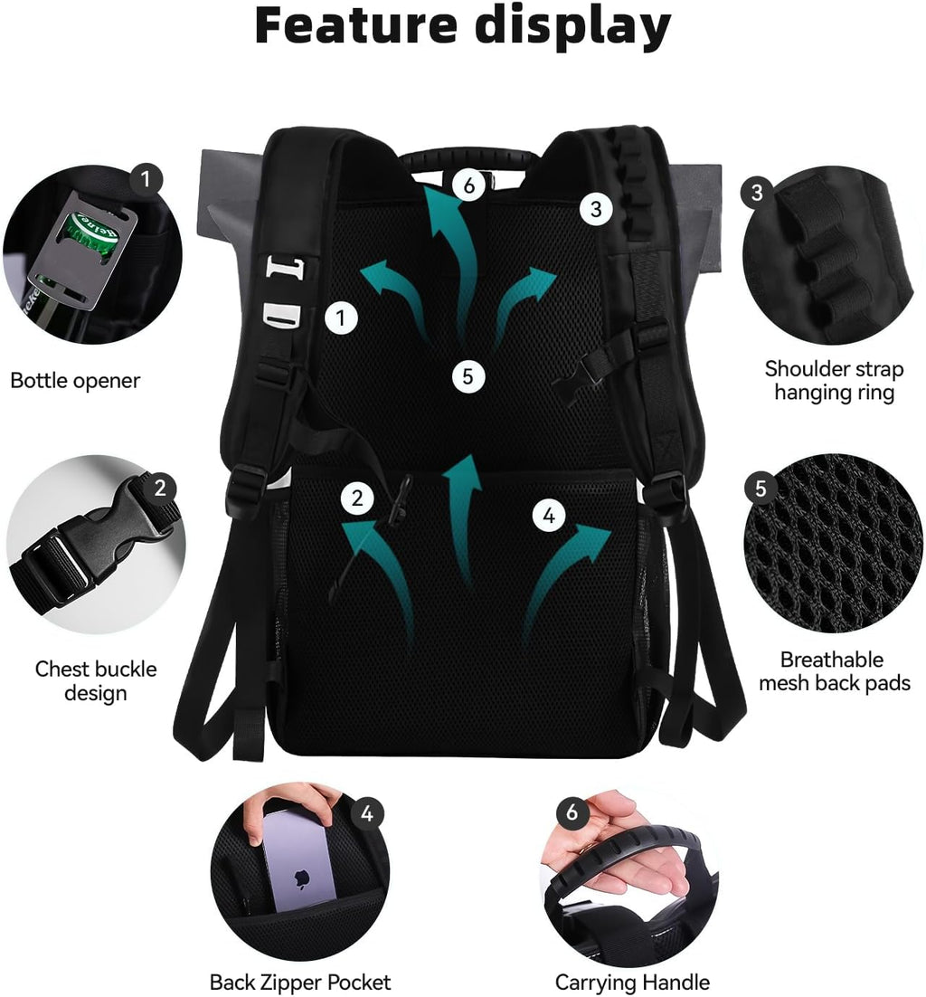 DEWUR Thermo Kuehlrucksack wasserdicht mit Flaschenoeffner fuer Picknick