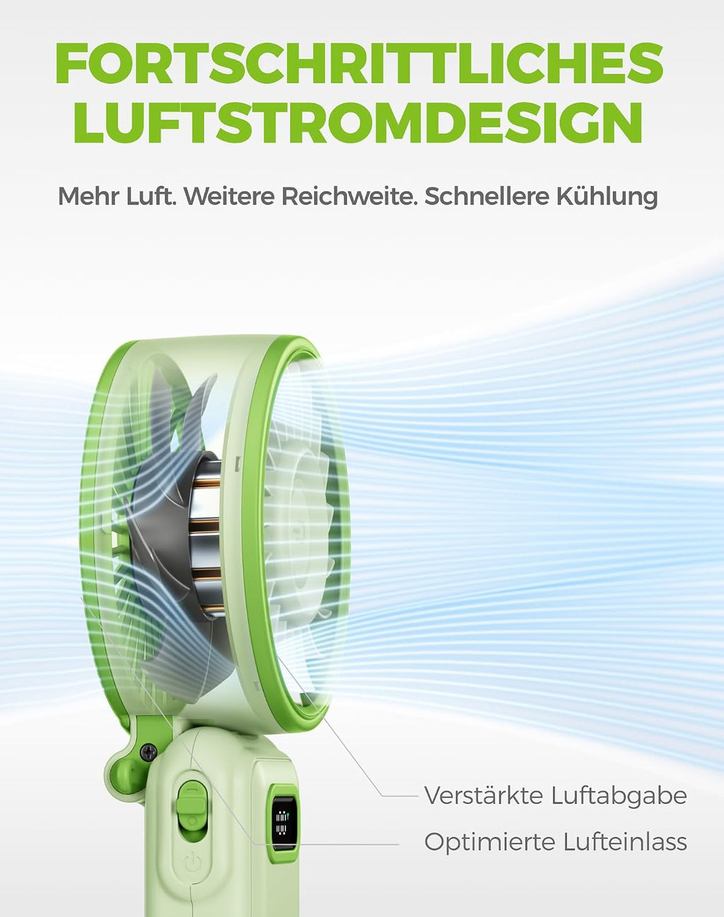 Diveblues Handventilator Akku 4‑in‑1 180° faltbar bis 12 Std. Laufzeit Turbo