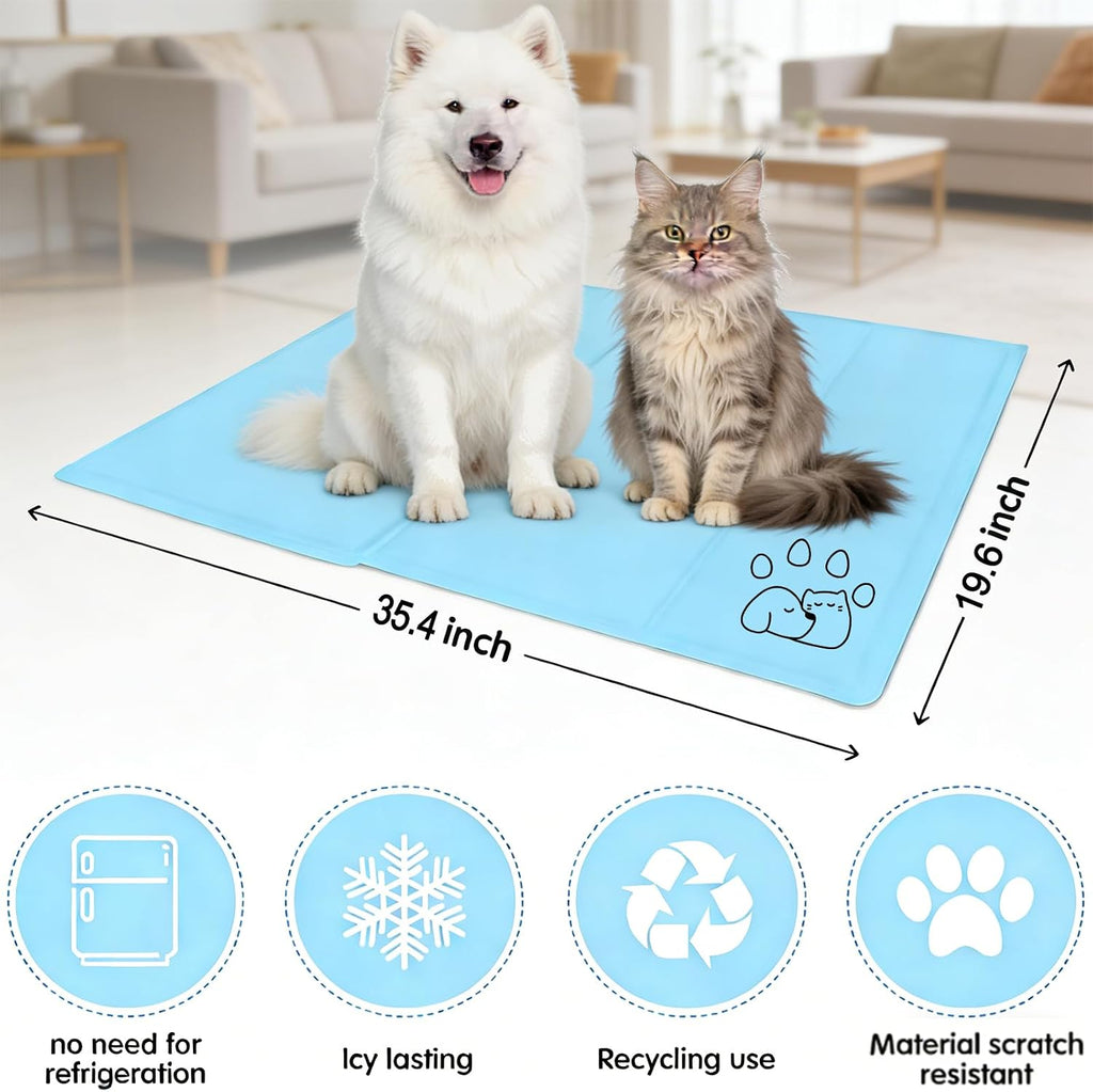 Kuehlmatte Hund Katze 90x50 cm selbstkuehlend waschbar faltbar kratzfest